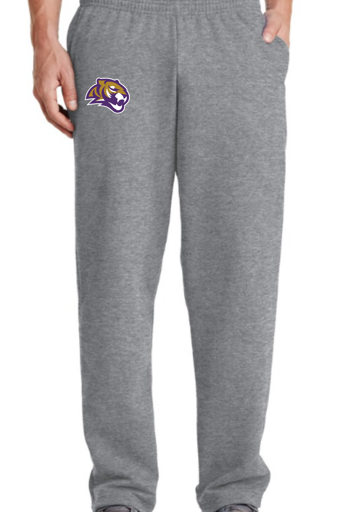 CLEARANCE | Adult Open Bottom Sweatpants | Tiger Head